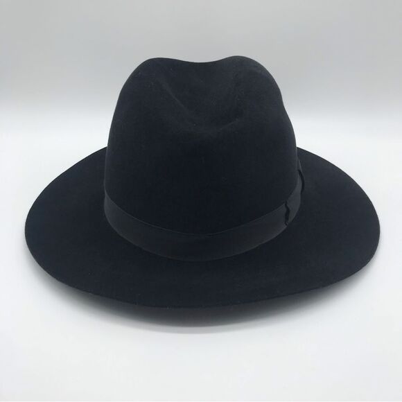 Stetson 100% Fur Felt Black Fedora Style Hat Wide Full Brim Womens Accessories - Picture 5 of 12